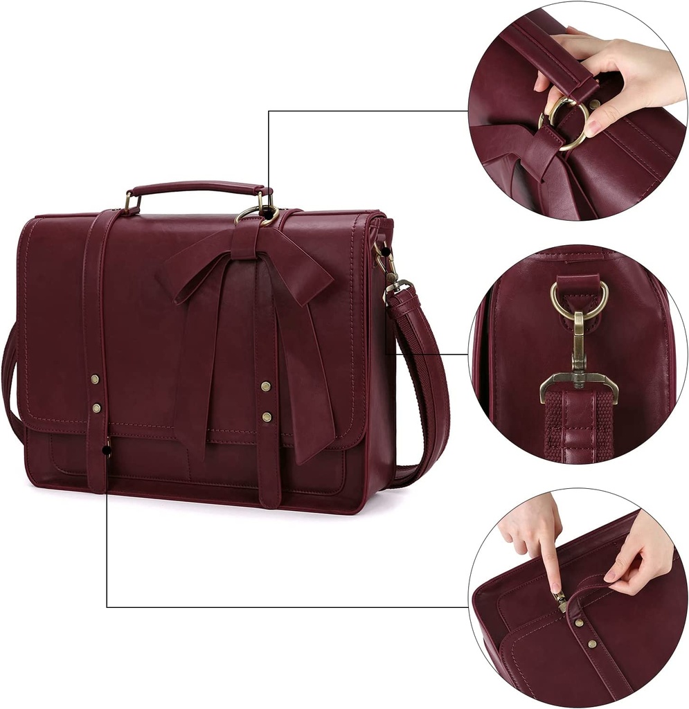 豪奢な Ecosusi CAVARATY | (Red) Briefcase Bow Leather Faux Women's ルアー・フライ